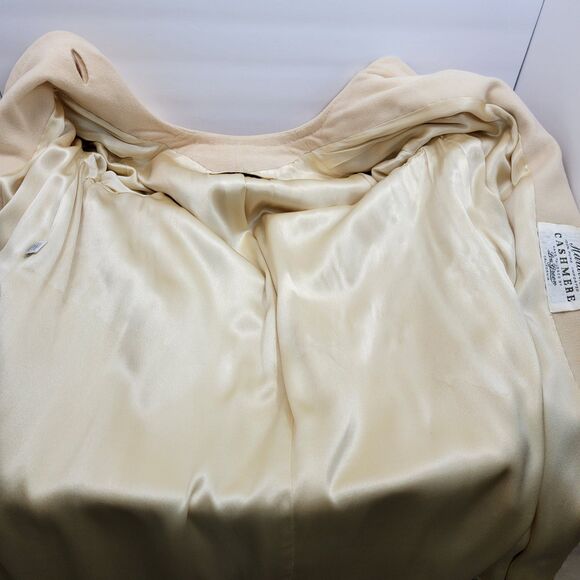 Metzger's Vintage 60's Womens Cream 100% Pure Cashmere Fur Trim Collar Cape Coat - Picture 12 of 15